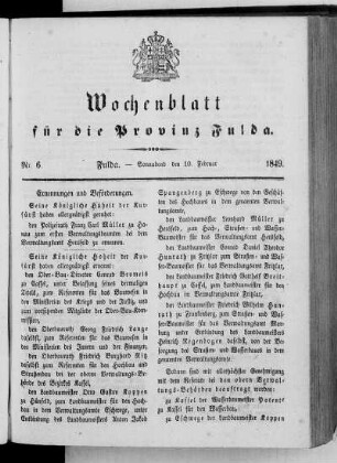 Nr. 6, Ausgabe vom 10. Februar 1849