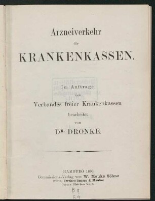 [Hauptbd.]: Arzneiverkehr für Krankenkassen
