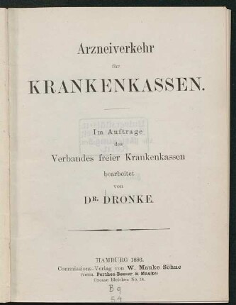 [Hauptbd.]: Arzneiverkehr für Krankenkassen