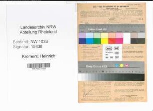 Entnazifizierung Heinrich Kremers , geb. 08.12.1891 (Polizeibeamter)