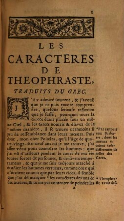 Les Caractères De Théophraste : Traduits Du Grec. 1