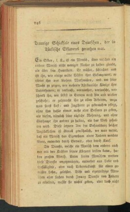 Traurige Schicksale eines Deutschen, der in Türkische Sklaverei gerathen war