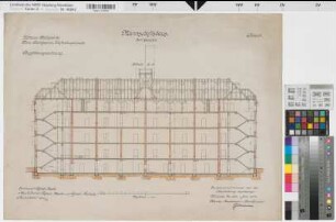 Münster (Münster) Trainkaserne Mannschaftshaus (3.u.4. Eskadron) Bl. 8 Schnitt (1912)1917 1 : 100 50 x 67 Farb. Druck Regierungsbaumeister Maschke Hochbauamt Münster