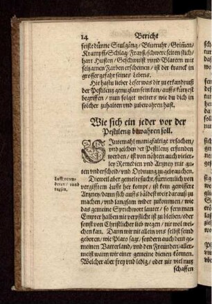 Wie sich ein jeder vor der Pestilentz bewahren soll