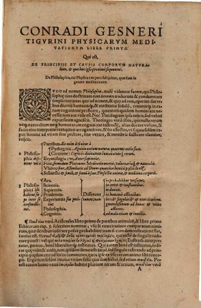 Conradi Gesneri Tigvrini Philosophi Et Medici Clarissimi, Physicarum Meditationum, Annotationum & Scholiorum Lib. V. : Nvnc Recens Ex Variis Gesnerianae Diligentiae Relictis Schedis Et Libris, studiosè collecti, methodicè dispositi & conscripti