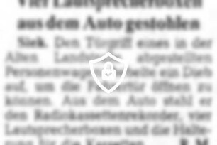 Vier Lautsprecherboxen aus dem Auto gestohlen