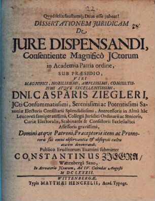 Diss. ... de iure dispensandi