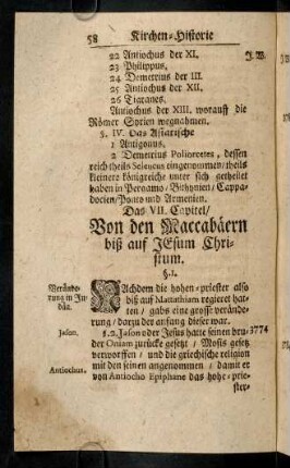 58-69, Das VII. Capitel