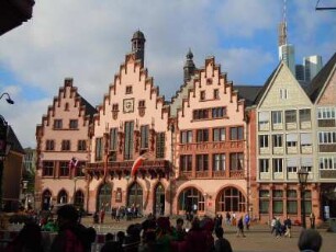 Frankfurt am Main - Rathaus auf dem Römerberg : Die Gebäude des historischen Rathauses auf dem Römerberg, aufgenommen in Frankfurt am Mai am 9. Oktober 2012