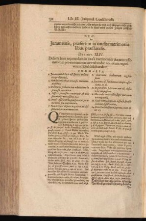 Tit. IV. De Juramentis, praesertim in causis matrimonialibus praestandis