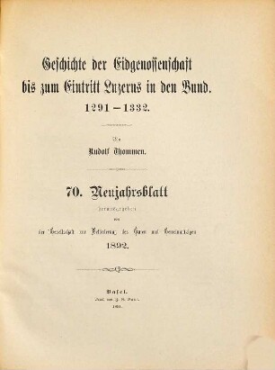 Geschichte der Eidgenossenschaft bis zum Eintritt Luzerns in den Bund : 1291 - 1332