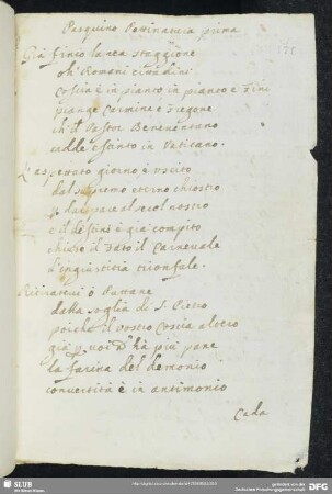[Text 30:] Pasquino pettinatura prima