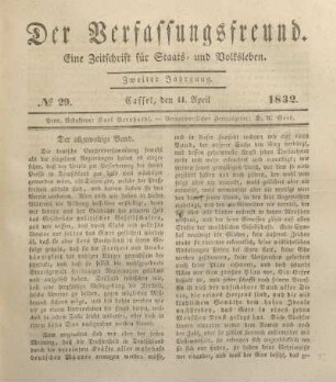 № 29. Cassel, den 11. April 1832.