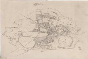 Gsaenger, Gustav; Moosburg (Bayern); Topographische Karten - Wirtschaftspläne / Flächennutzungspläne, Gesamtplan (Vogelperspektive)