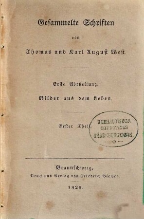 Gesammelte Schriften. 1,1, Abth. 1, Bilder aus dem Leben ; T. 1