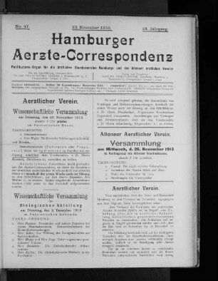 No. 47. 23. November 1913. 16. Jahrgang.