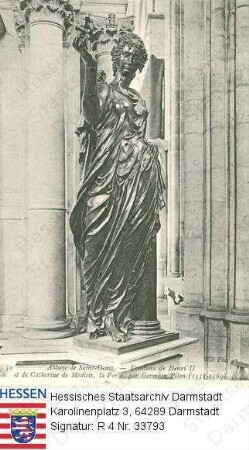 Frankreich, Saint-Denis / Abteikirche, Grabmal von König Heinrich II. v. Frankreich (1519-1559) und seiner Ehefrau Katharina geb. v. Medici (1519-1589) / hier: Skulptur 'Die Kraft'