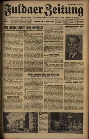 Ausgabe vom Dienstag, den 18. April 1939.