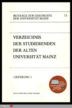 Verzeichnis der Studierenden der alten Universität Mainz