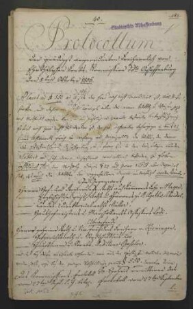 Protokolle der Erthal-Fonds Kommission aus den Jahren 1806-1807