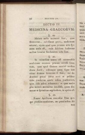 Sectio IV. Medicina Graecorum