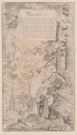 Ein alter armer Mann trifft im Wald ein Reh - zum Gedicht "Waldestrost" von Lenau