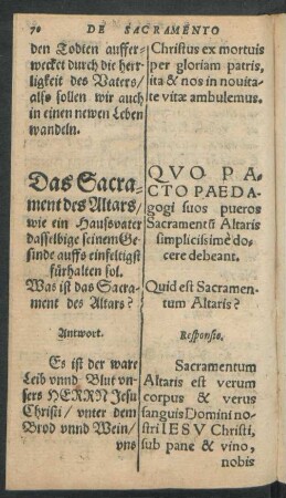 Das Sacrament des Altars/ wie ein Haussvater dasselbige seinem Gesinde auffs einfeltigst fürhalten sol ...