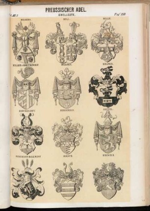 Taf. 219. Hilgers. - Hill. - Hille. - Hiller v. Gärtringen. - Hillner. - Hillner. - Hinckeldey. - Hindersin. - Hippel. - Hinzmann-Hallmann. - Hirsch. - Hirsch II.