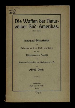 Die Waffen der Naturvölker Süd-Amerikas