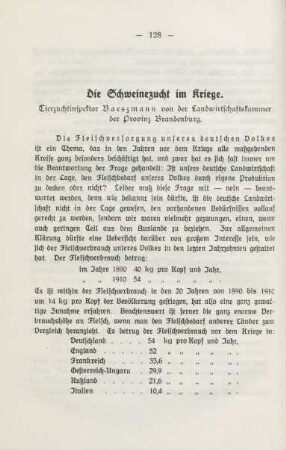 Die Schweinezucht im Kriege