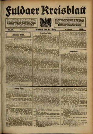 Zweite Ausgabe vom Mittwoch, den 11. März 1914.