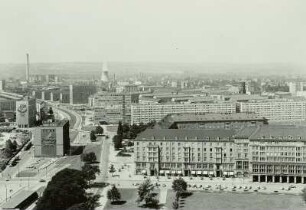 Dresden. Blick vom Rathausturm über den Dr.-Külz-Ring nach Westen