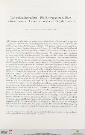 Von außen betrachtet - Ein Beitrag zum badisch-schweizerischen Literaturtransfer im 19. Jahrhundert