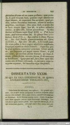 Dissertatio XXXIII. In Qua Loca Expenduntur, In Quibus Luculentissime Theologus Est