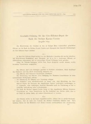 Geschäfts-Ordnung für das Giro-Effecten-Depot, 1899
