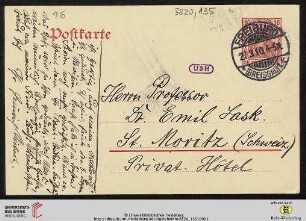 Heid. Hs. 3820,135: Karte von Heinrich Rickert an Emil Lask