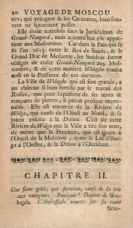Chapitre II. Une forte gelée, qui survient, cause de la joie aux voiageurs. - ...