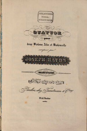 Partition des quatuors, 51. [H 3,23 ; op. 9,5]. - 20 S. - Pl.-Nr. 836