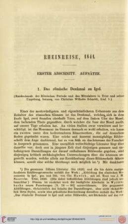 Rheinreise 1841, Erster Abschnitt