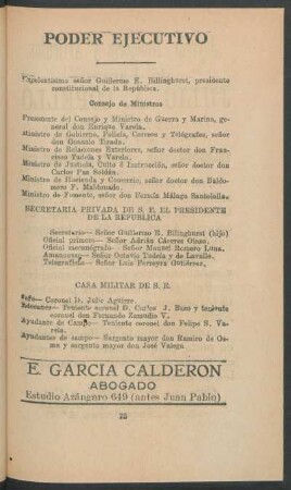 Secretaria privada de S. E. el Presidente de la República
