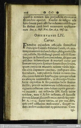 Observatio LIV. Carus