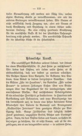 VIII. Häusliche Kunst