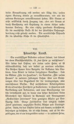 VIII. Häusliche Kunst