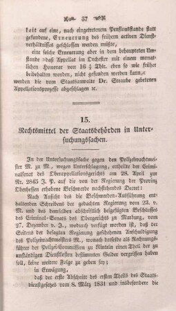 15. Rechtsmittel der Staatsbehörden in Untersuchungssachen.