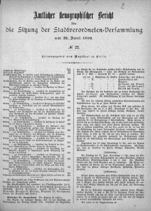 No. 22, 22. Juni 1893