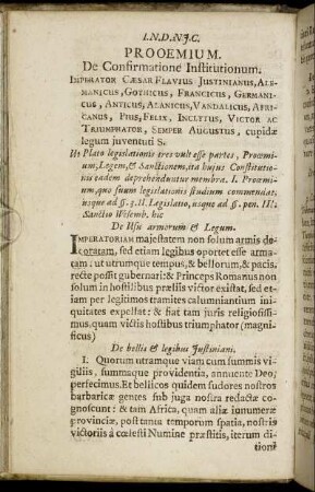 Prooemium De Confirmatione Institutionum
