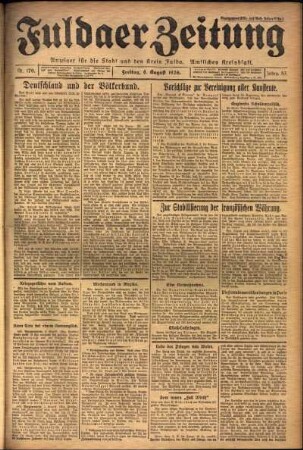 Ausgabe vom Freitag, den 06. August 1926.