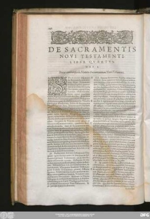 De Sacramentis Novi Testamenti Liber Quartus.
