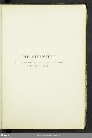 Die Steinzeit (Bis Zum Anfang Des Zweiten Jahrtausends Vor Christi Geburt)
