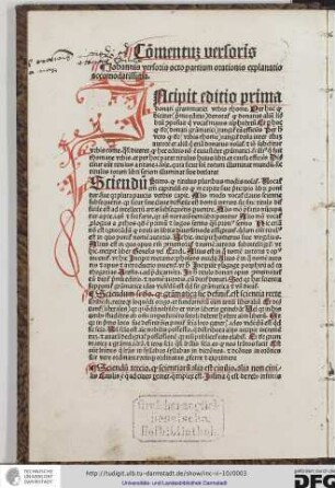 Incipit editio prima Donati grammatici urbis Rhome...